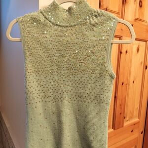 Sparkling Sleeveless Turtleneck Top